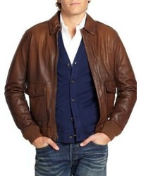 polo ralph lauren brown leather jacket
