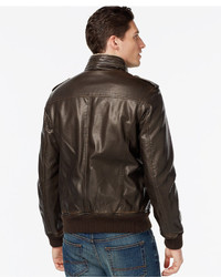 Tommy Hilfiger Faux Leather Faux Fur Military Bomber Jacket
