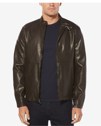 Perry Ellis Faux Leather Full Zip Bomber Jacket