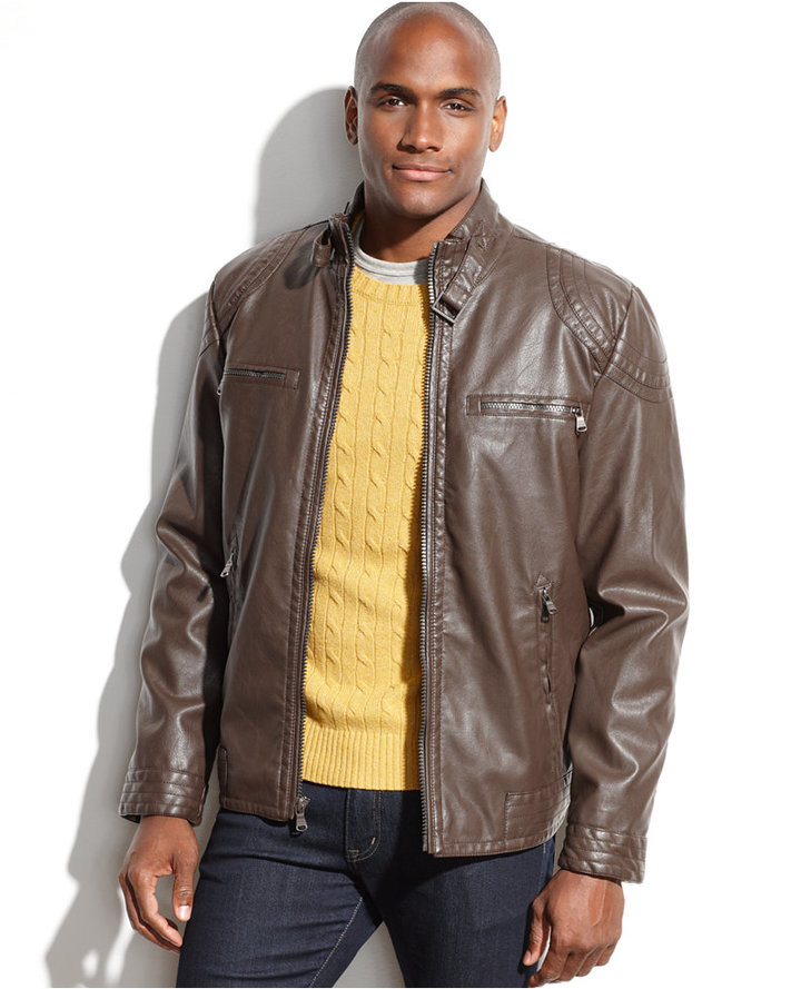 CALVIN KLEIN Mens Leather Jacket UK 40 Large Brown Leather | Vintage &  Second-Hand Clothing Online | Thrift Shop