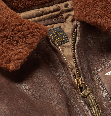 Polo Ralph Lauren G1 Appliqud Shearling Trimmed Distressed Leather ...