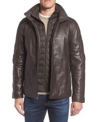 Marc New York Hartz Leather Jacket With Quilted Bib