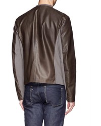 Armani Collezioni Jersey Leather Bomber Jacket