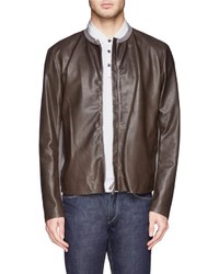 Armani Collezioni Jersey Leather Bomber Jacket
