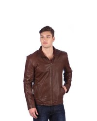 L&B TRADING United Face Brown Leather Hipster Jacket