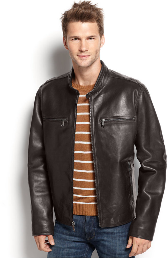 Marc New York Lamar Leather Moto Jacket, $650 | Macy's | Lookastic