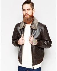 Schott Leather Jacket With Faux Fur Collar