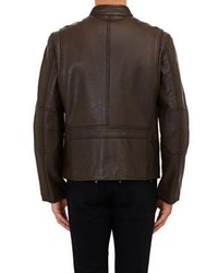 Barneys New York Leather Moto Jacket Brown