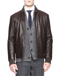 Brunello Cucinelli Leather Thermore Bomber Jacket