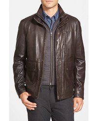 BOSS Morano 3 In 1 Leather Jacket With Waistcoat Liner