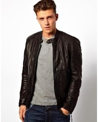 Replay Leather Bomber Jacket, $401 | Asos | Lookastic