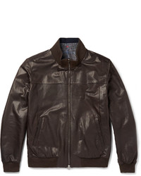 Isaia Reversible Leather Bomber Jacket