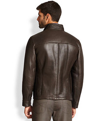 Brunello Cucinelli Shearling Lined Leather Bomber Jacket