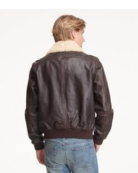 L.L. Bean Signature Leather Jacket Sherpa Collar