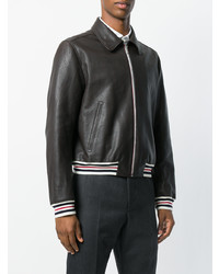 Thom Browne Striped Detail Leather Jacket