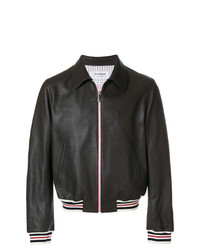 Thom Browne Striped Detail Leather Jacket