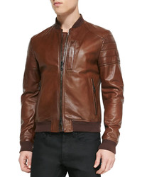 Belstaff Tumbled Lightweight Leather Jacket Brown