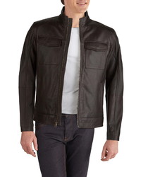 Cole Haan Washed Leather Trucker Jacket