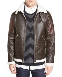 Members Only Water Resistant Faux Leather Flight Jacket