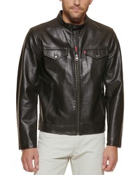 Levi's Water Resistant Faux Leather Racer Jacket In Dark Brown At Nordstrom