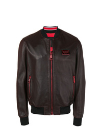 Philipp Plein Zipped Leather Bomber Jacket