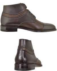 a. testoni Atestoni Brown Leather Lace Up Derby Boots