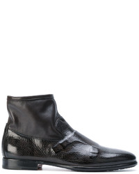 Santoni Bi Materal Leather Ankle Boots