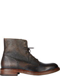 Buttero Burnished Leather Lace Up Boots Black