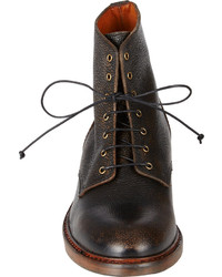 Buttero Burnished Leather Lace Up Boots Black