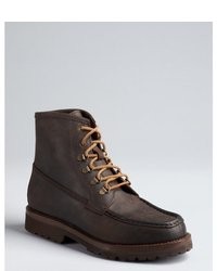 Brunello Cucinelli Dark Brown Leather Moc Toe Boots
