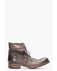 Officine Creative Dark Brown Polished Leather Shine Boots