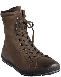 Car Shoe Dark Grey Leather And Fleece Lined Boot