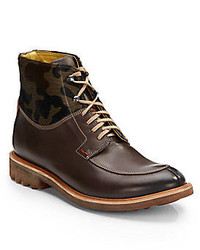 Robert Graham Emmons Leather Calf Hair Lace Up Boots
