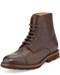 Brunello Cucinelli Lace Up Tumbled Calf Leather Boot