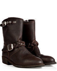 Golden Goose Leather Ankle Boots In Dark Brown