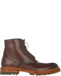 Antonio Maurizi Leather Lace Up Boots Brown