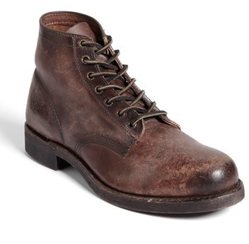 Men's Prison Stone-washed Leather Boots In Black