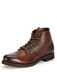 Frye Prison Leather Boot With Lugged Sole Dark Brown