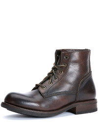 Frye Sutton Mid Height Lace Up Boot Dark Brown