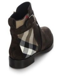 Burberry Vaughan Checked Leather Boots