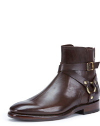 Frye Weston Leather Harness Boot Dark Brown