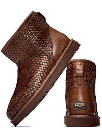 UGG Woven Leather Mini Boot Cognac
