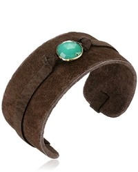 Annie Hammer Jewelry Chrysoprase Leather Cuff Bracelet 625
