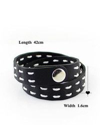 Black Button Leather Bracelet