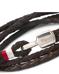 Braided Leather And Silver Wrap Bracelet
