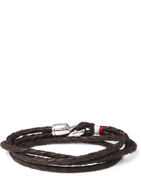 Braided Leather And Silver Wrap Bracelet
