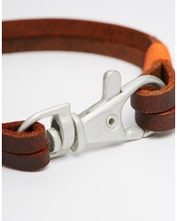 Asos Brand Leather Bracelet With Lobster Clip Fastening