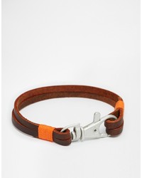 Asos Brand Leather Bracelet With Lobster Clip Fastening