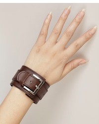 ChicNova Brown Wide Leather Bracelet With Pin Buckle Detail