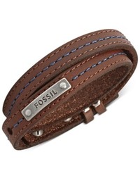 Fossil Bracelet Brown Leather And Blue Stitching Wrap Bracelet